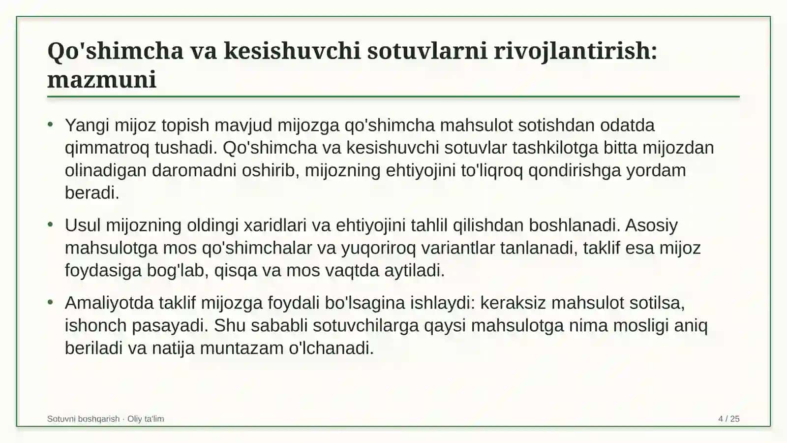 Kon-metallurgiya kombinatlarida qo'shimcha va kesishuvchi sotuvlarni rivojlantirish 4