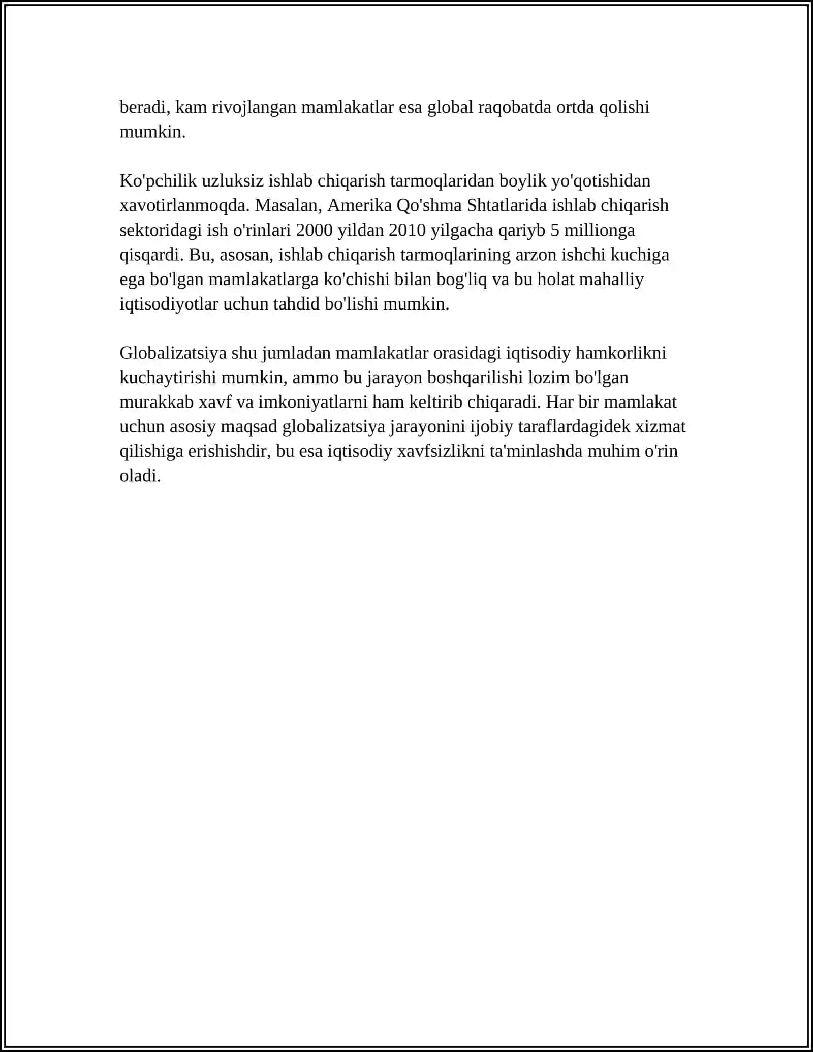 GLOBALLASHUV JARAYONLARINING MAMLAKATLAR IQTISODIY XAVSIZLIGIGA TASIRI MAVZUSIDA MAQOLA 4