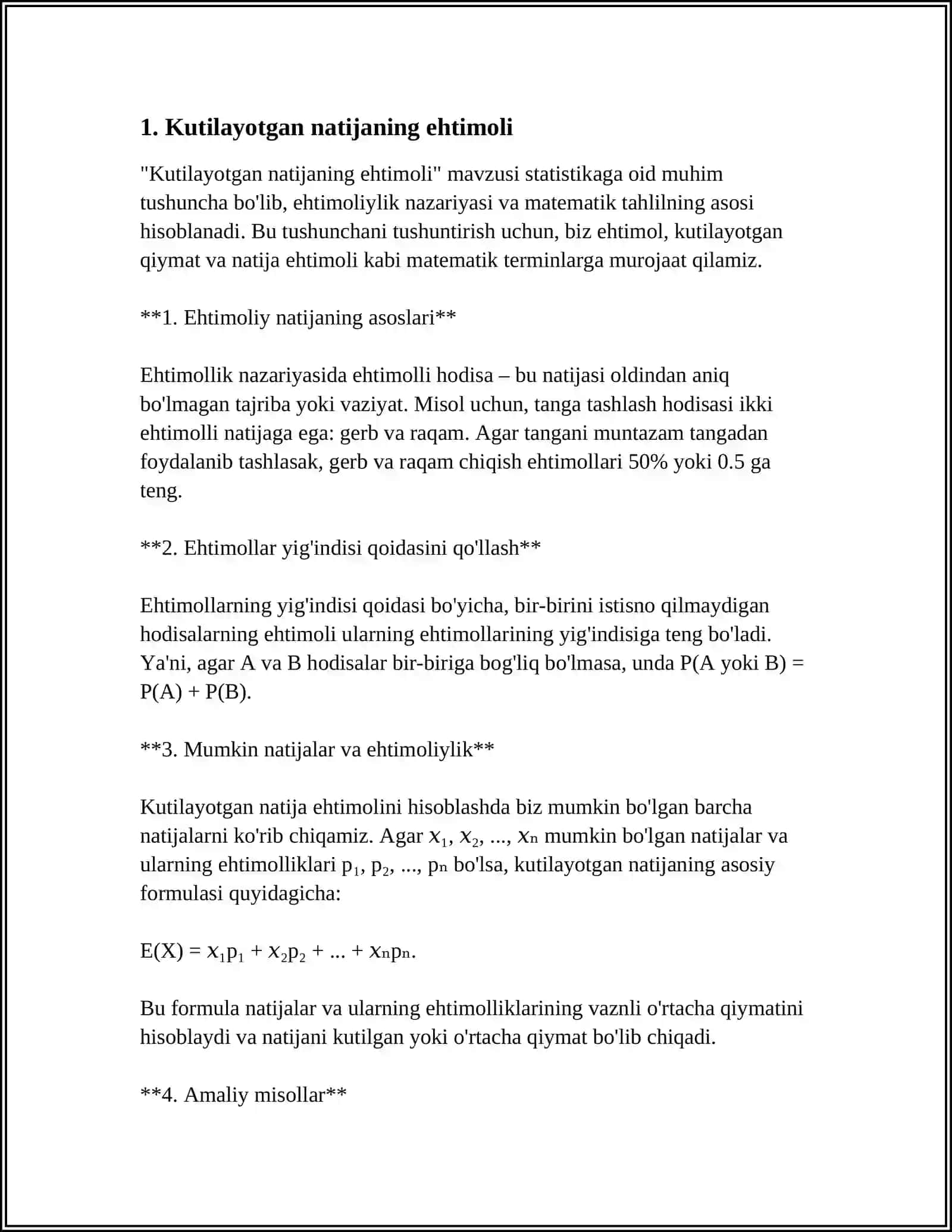 A/N KOLMOGOROV AKSIOMALARIDA KELIB CHIQADIGAN EHTIMOLLIKNING XOSSALARI 4