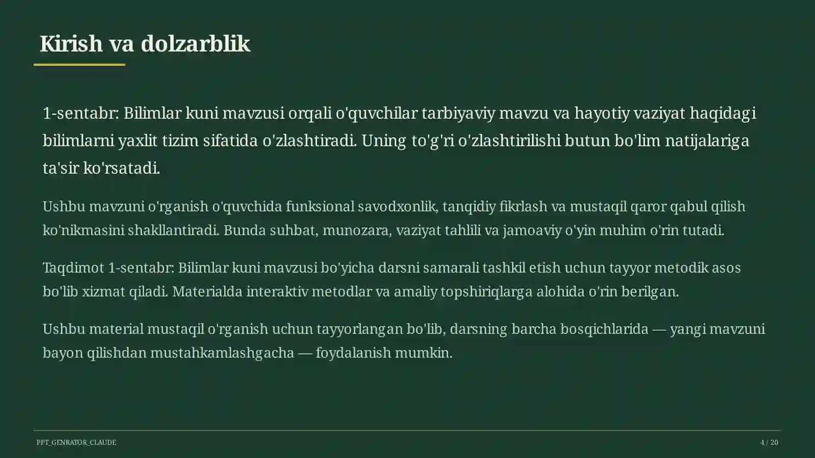 Sinf soati va tarbiyaviy tadbirlar 4