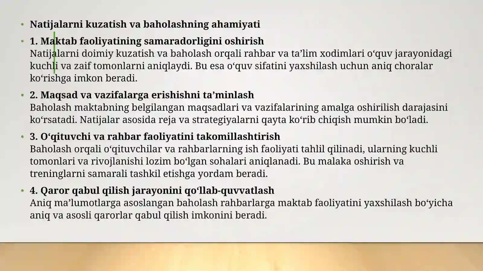Maktabni Samarali boshqarishda Rahbarga qo’yiladigan talablar 4
