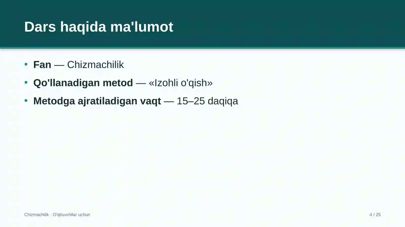 chizmachilik darslarida izohli o'qish metodidan foydalanish 8249 4