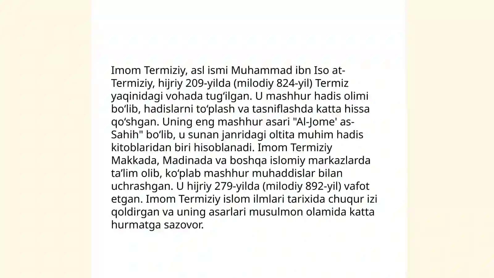 Imom Buxoriy va Imom At Termiziyning hadis ilmiga qo'shgan hissalari tahlili 4