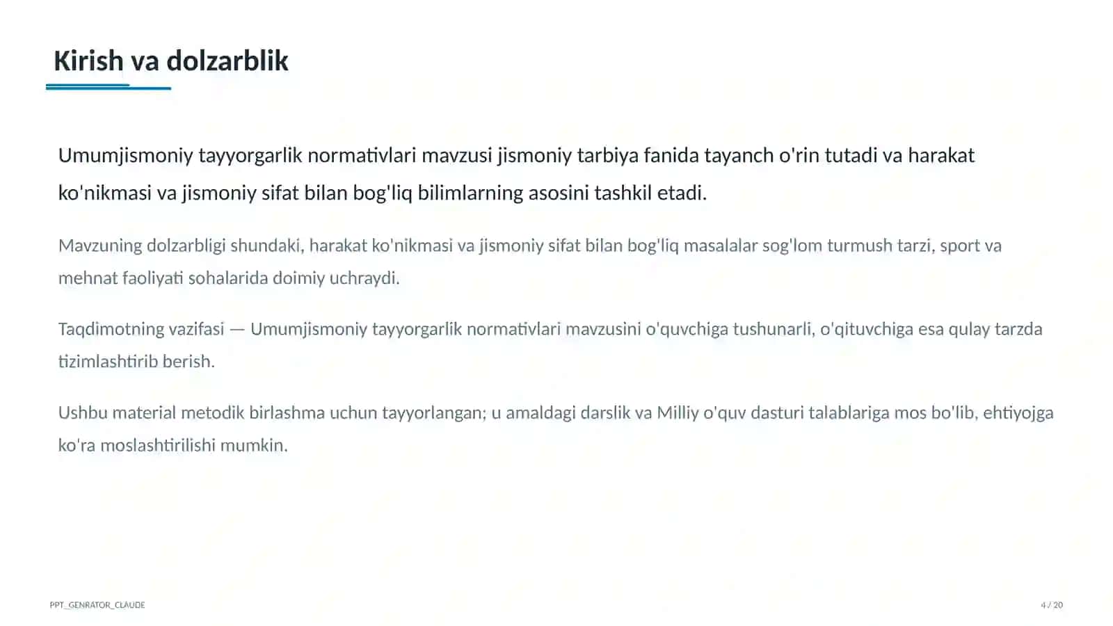 Umumjismoniy tayyorgarlik normativlari (10-sinf) 4