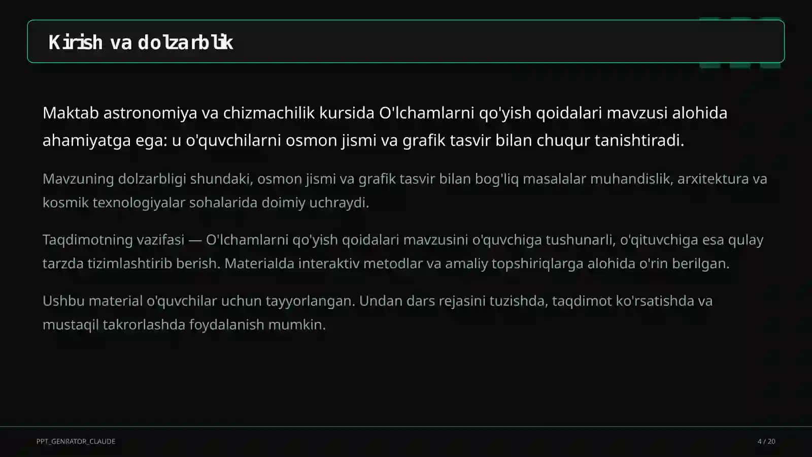 O'lchamlarni qo'yish qoidalari (8-sinf) 4