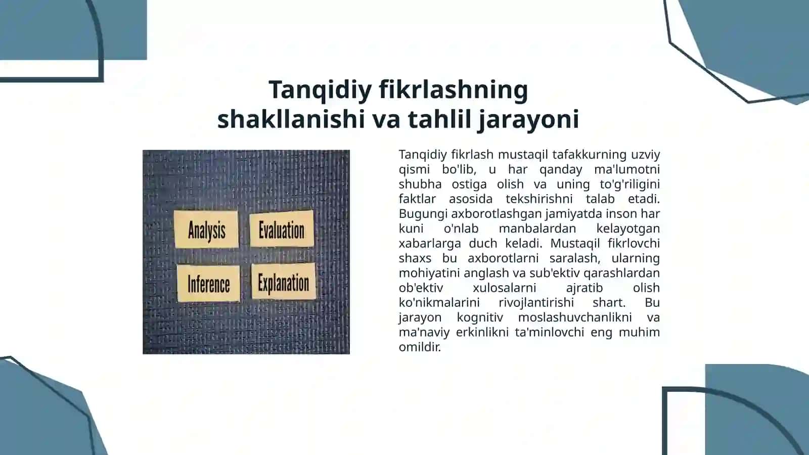 Tafakkur va mustaqil fikrlash shart-sharoitlari 4
