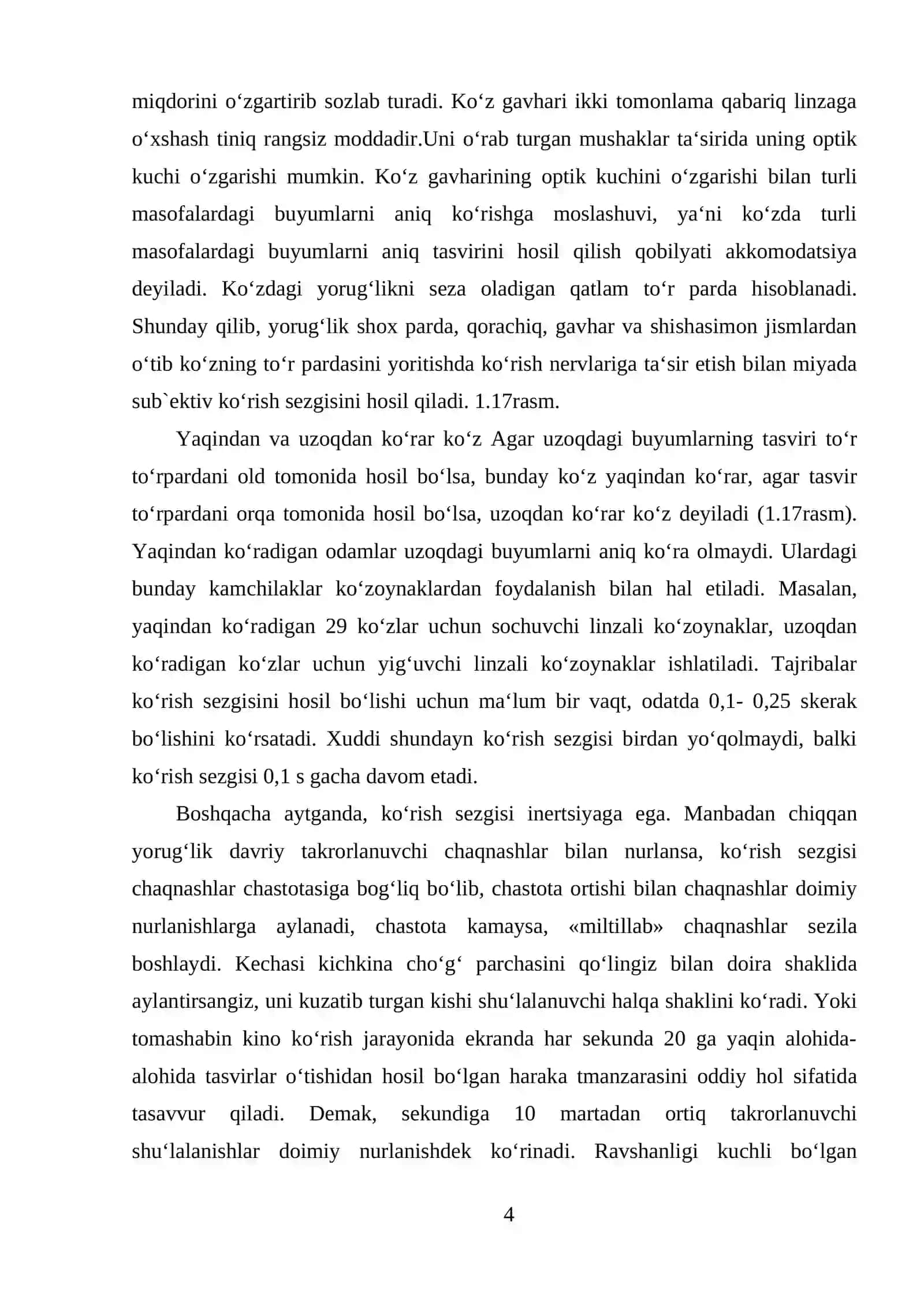 Kurs ishi "KO‘Z OPTIK SISTEMA SIFATIDA" 4