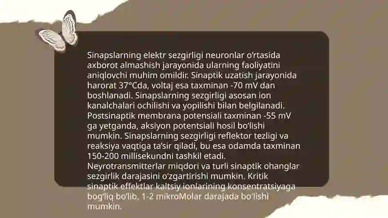 Sinapslarning turli moddalarga sezgirligi 4