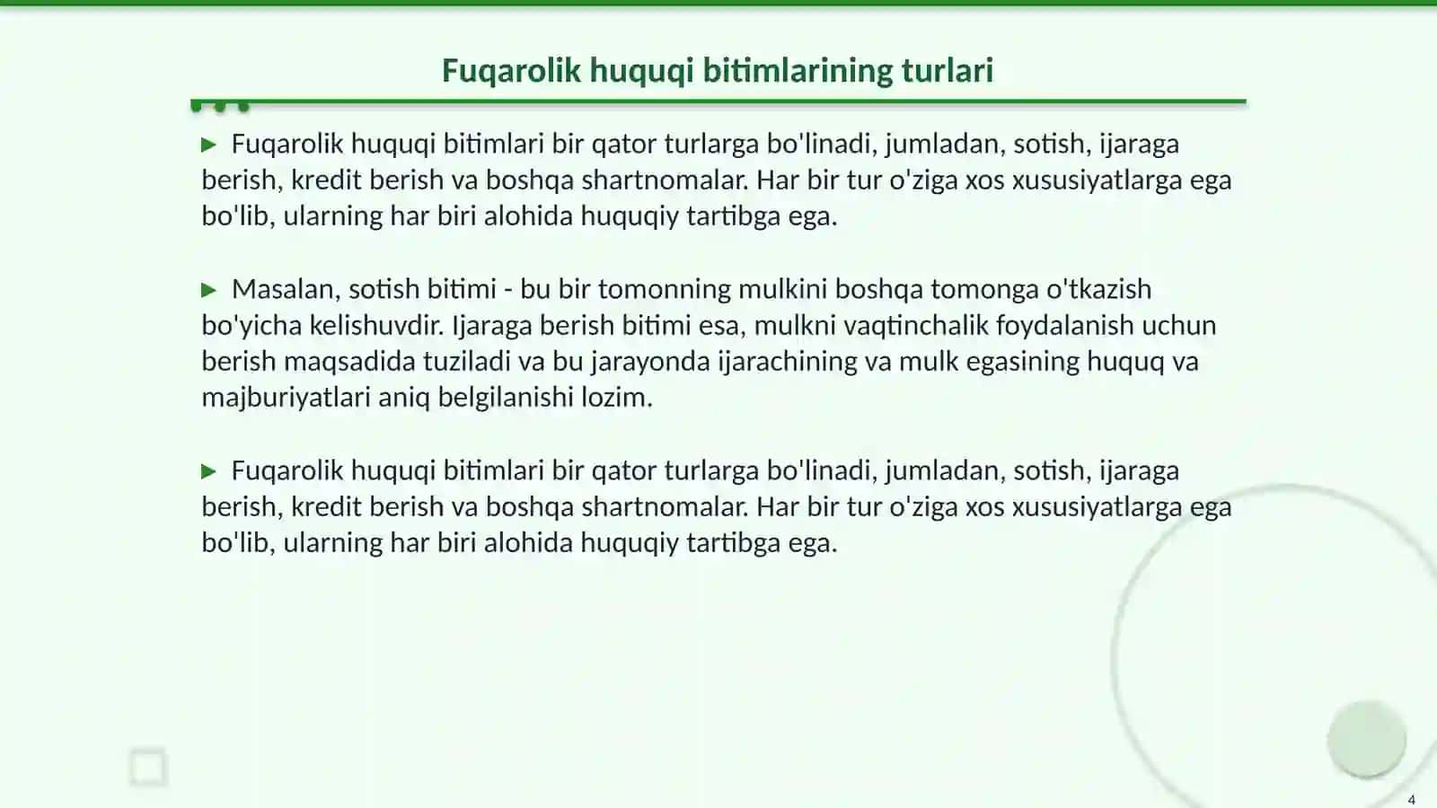 Fuqarolik huquqi bitimlari 4