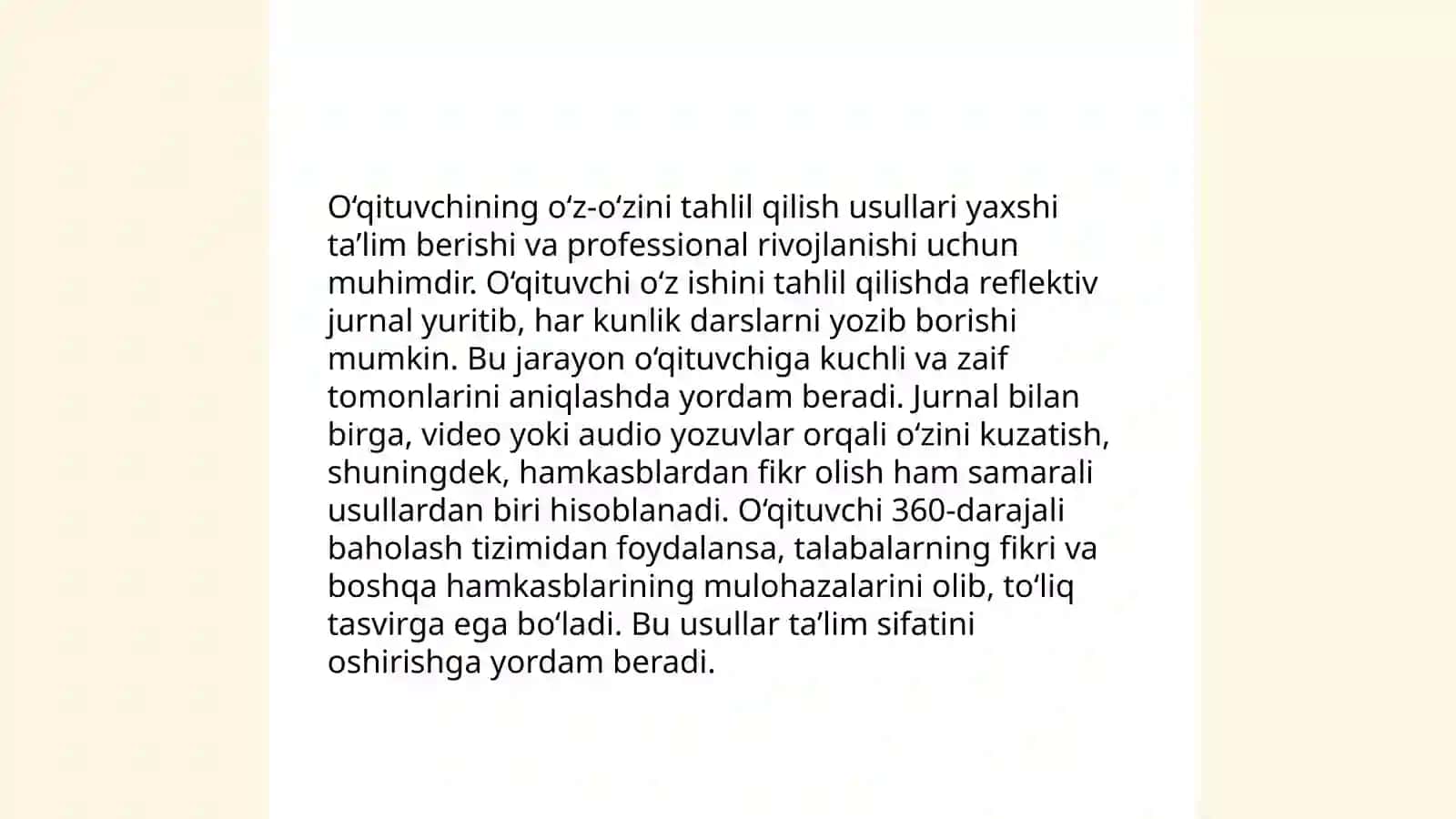 O‘QITUVCHI PEDAGOGIK FAOLIYATIDA KASBIY REFLEKSIYANING O‘RNI 4