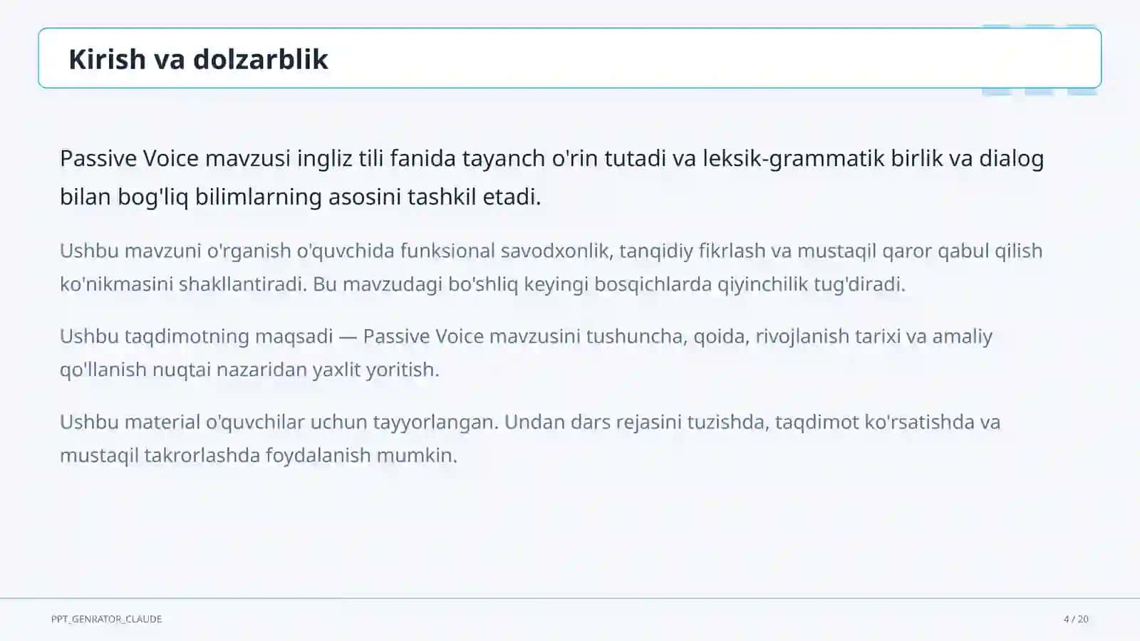 Passive Voice (9-sinf) 4