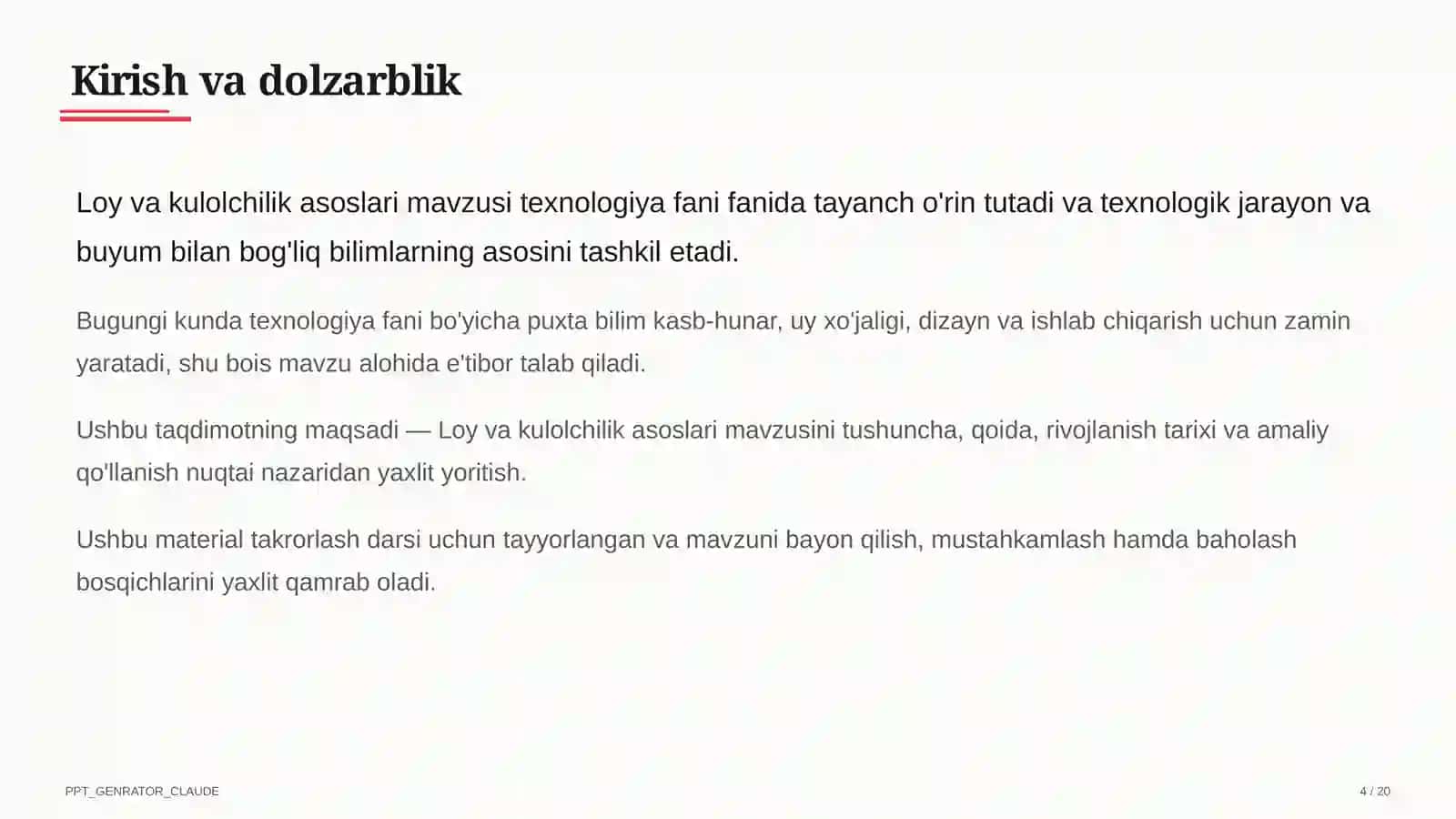 Loy va kulolchilik asoslari (4-sinf) 4
