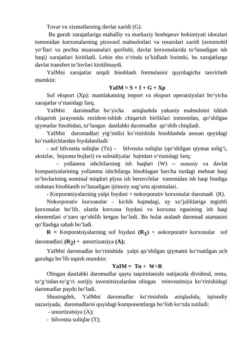 Milliy iqtisodiyotni tahlil qilishda qoʻllaniladigan asosiy koʻrsatkichlar 4