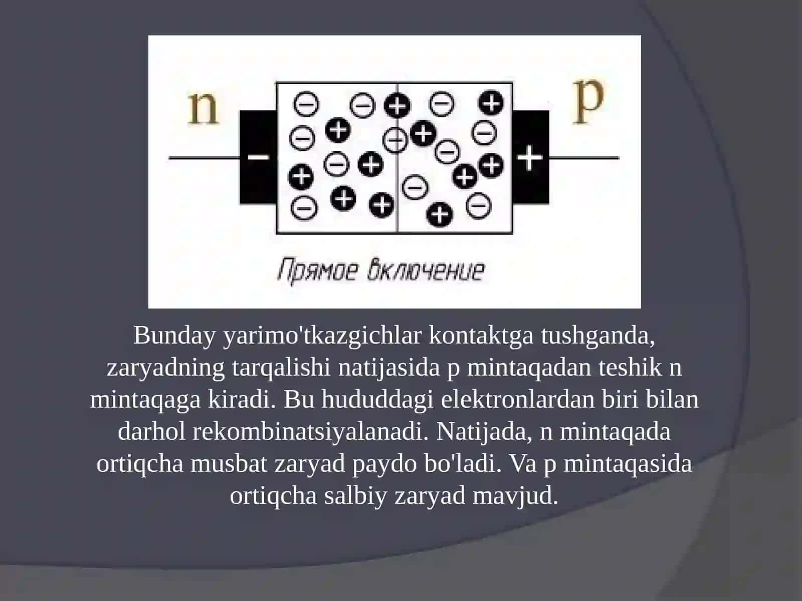 P-n o’tishlarning xosil bo’lishi. To’g’ri va teskari ulash 4