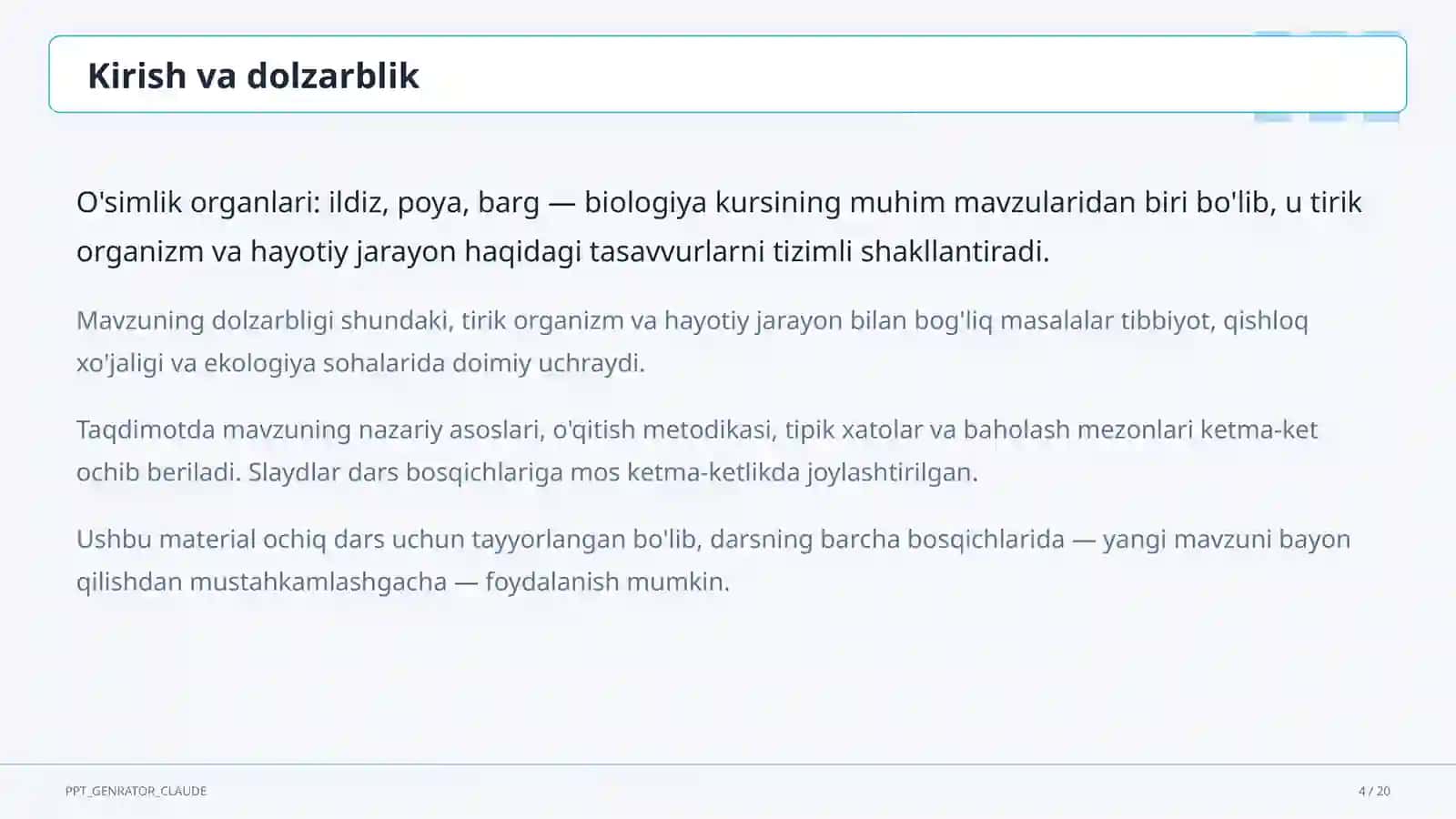 O'simlik organlari: ildiz, poya, barg (5-sinf) 4