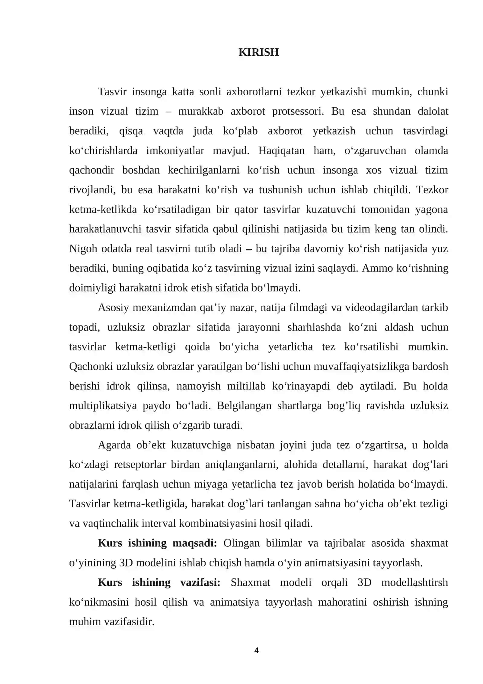 SHAXMAT O‘YININING UCH O‘LCHOVLI MODELI VA UNING ANIMATSIYASINI TAYYORLASH 4