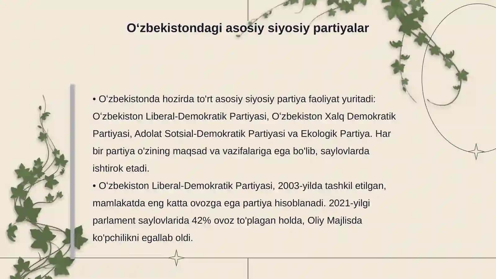 Oʻzbekiston Respublikasining Respublikada siyosiy partiyalar faoliyati 4