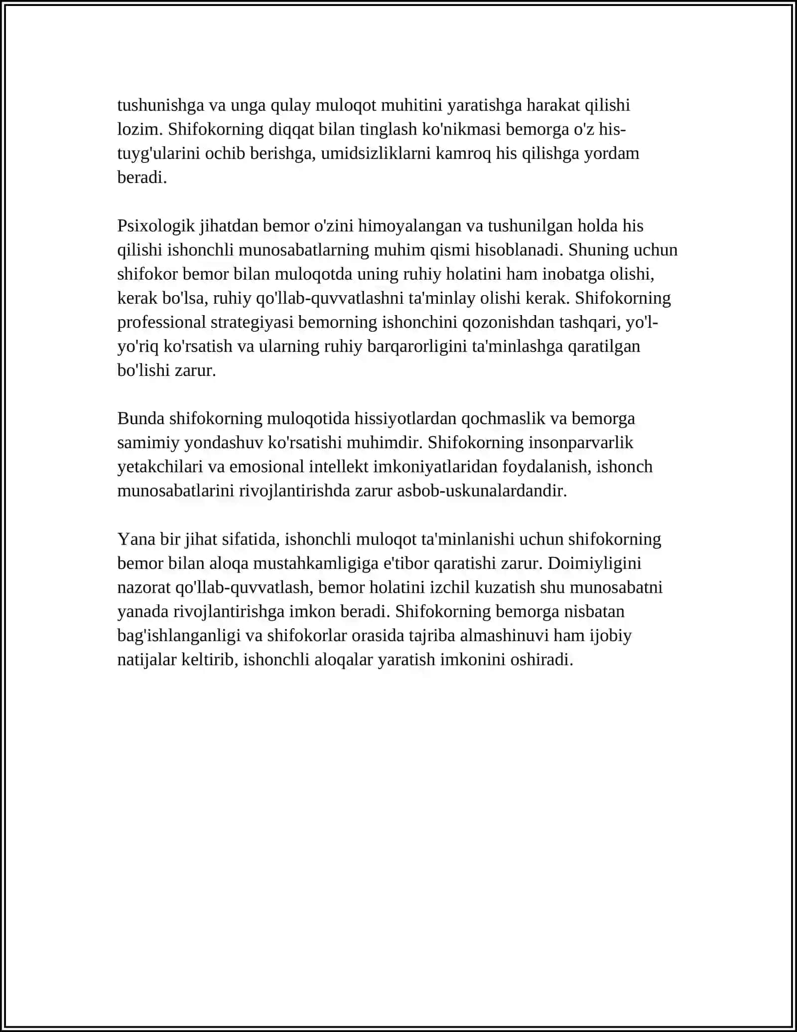 SHIFOKOR VA BEMOR MULOQOTINING PSIXOLOGIK XUSUSIYATLARI 4