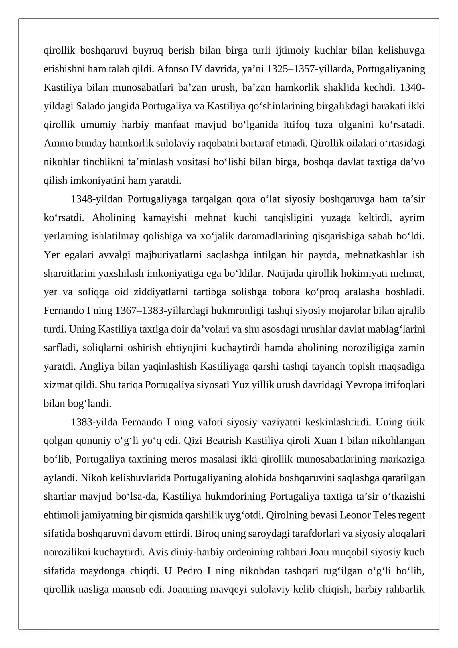 XIV-XV asrlarda Portugaliya tarixiga oid ilmiy tadqiqotlar 4