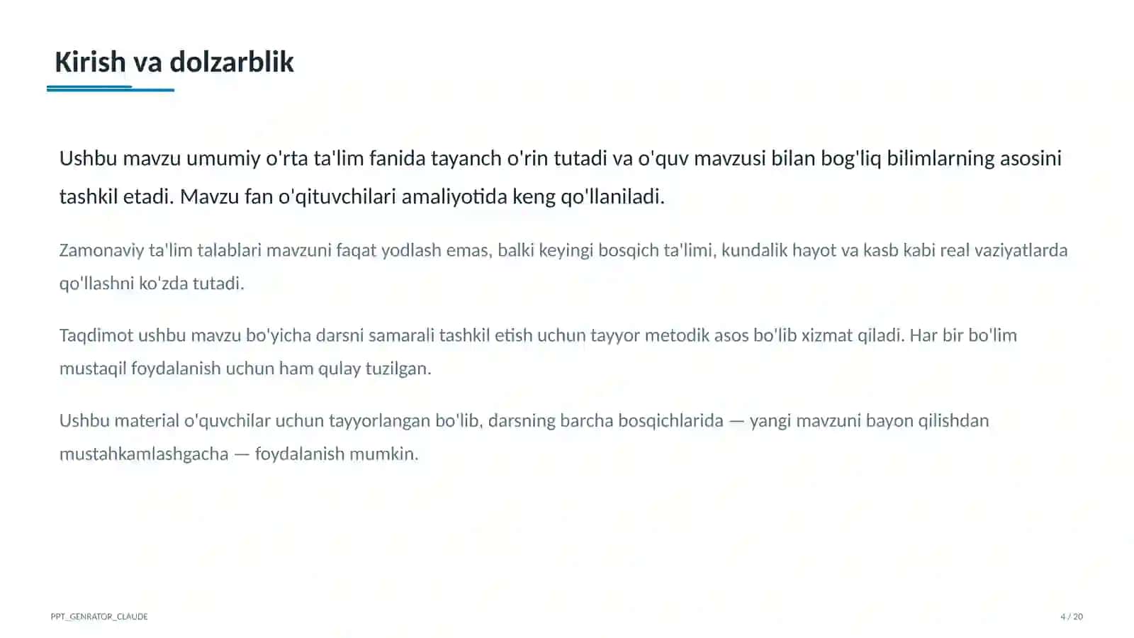 Algebra va geometriyani yagona "Matematika" fani sifatida o'qitish: yangi yondashuv 4