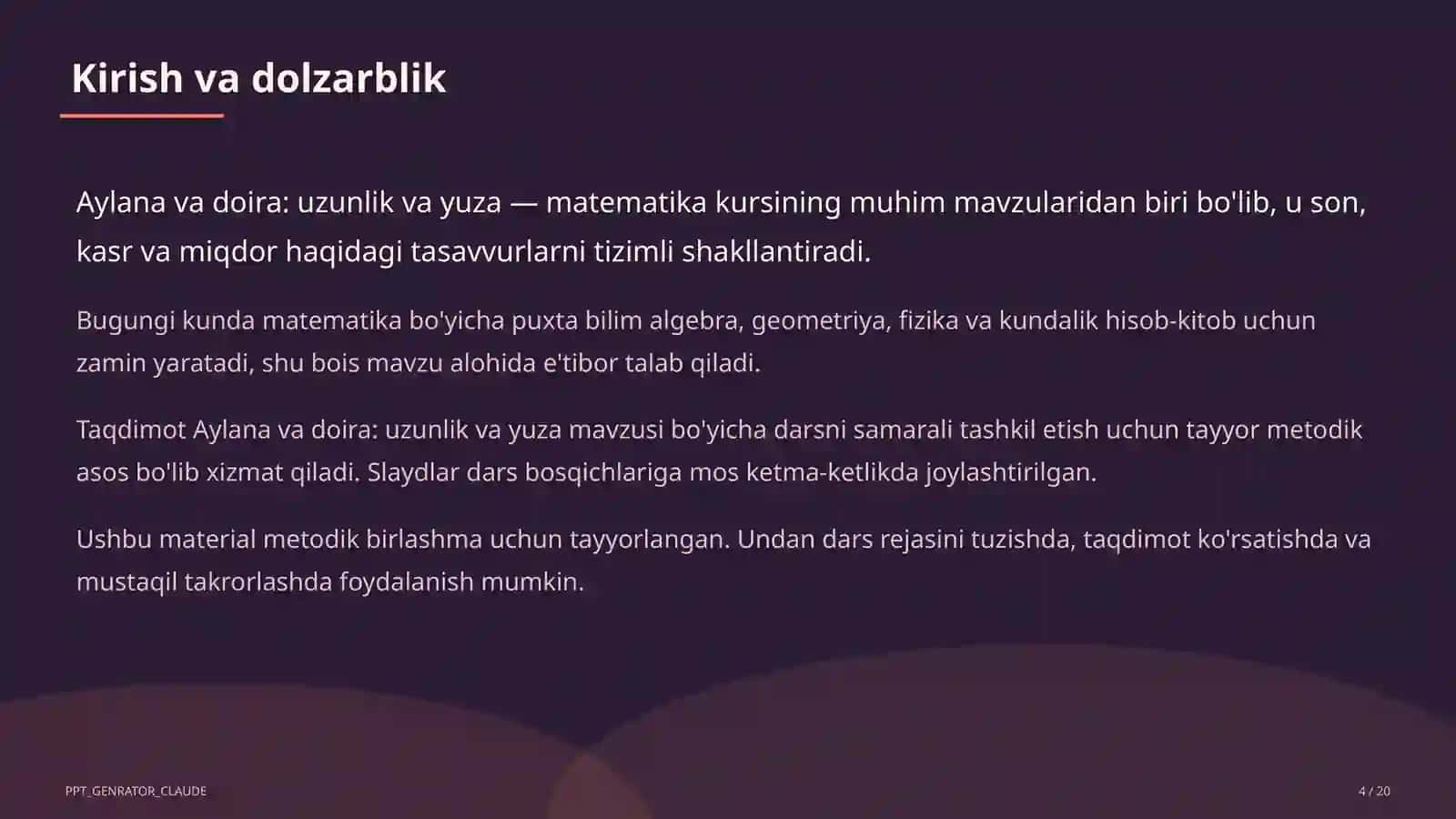 Aylana va doira: uzunlik va yuza (6-sinf) 4