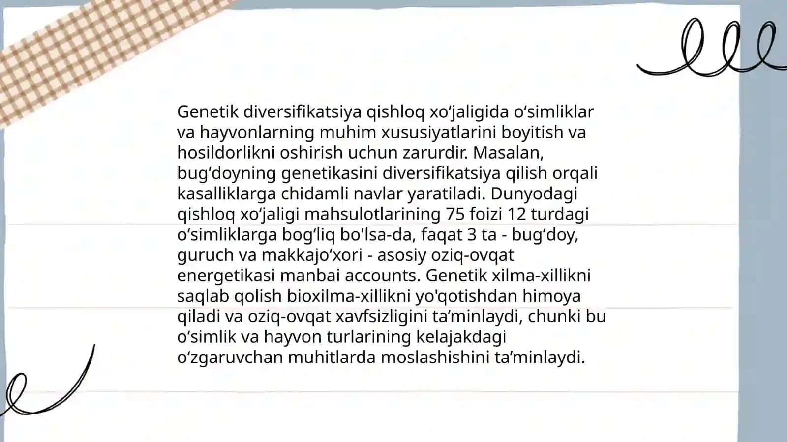 Genetika fanining oziq ovqat muammosi va dunyoda tinchlik barqarorlikni saqlashdagi oʻrni 4