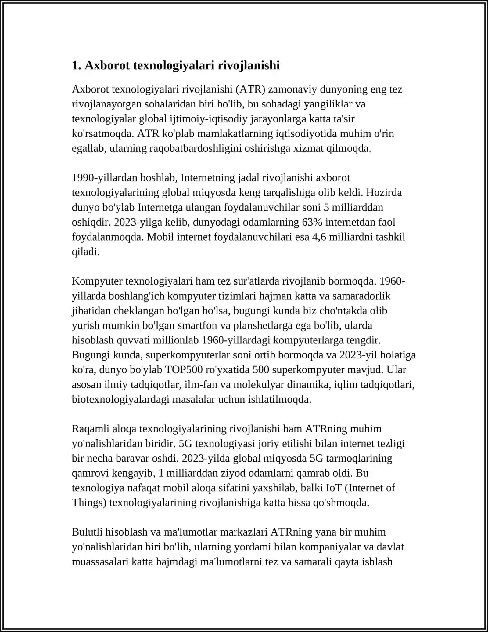 Axborot texnologiyalari rivojlanishi 4