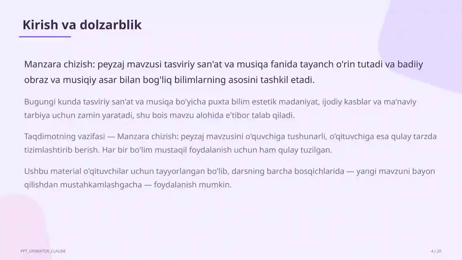 Manzara chizish: peyzaj (3-sinf) 4