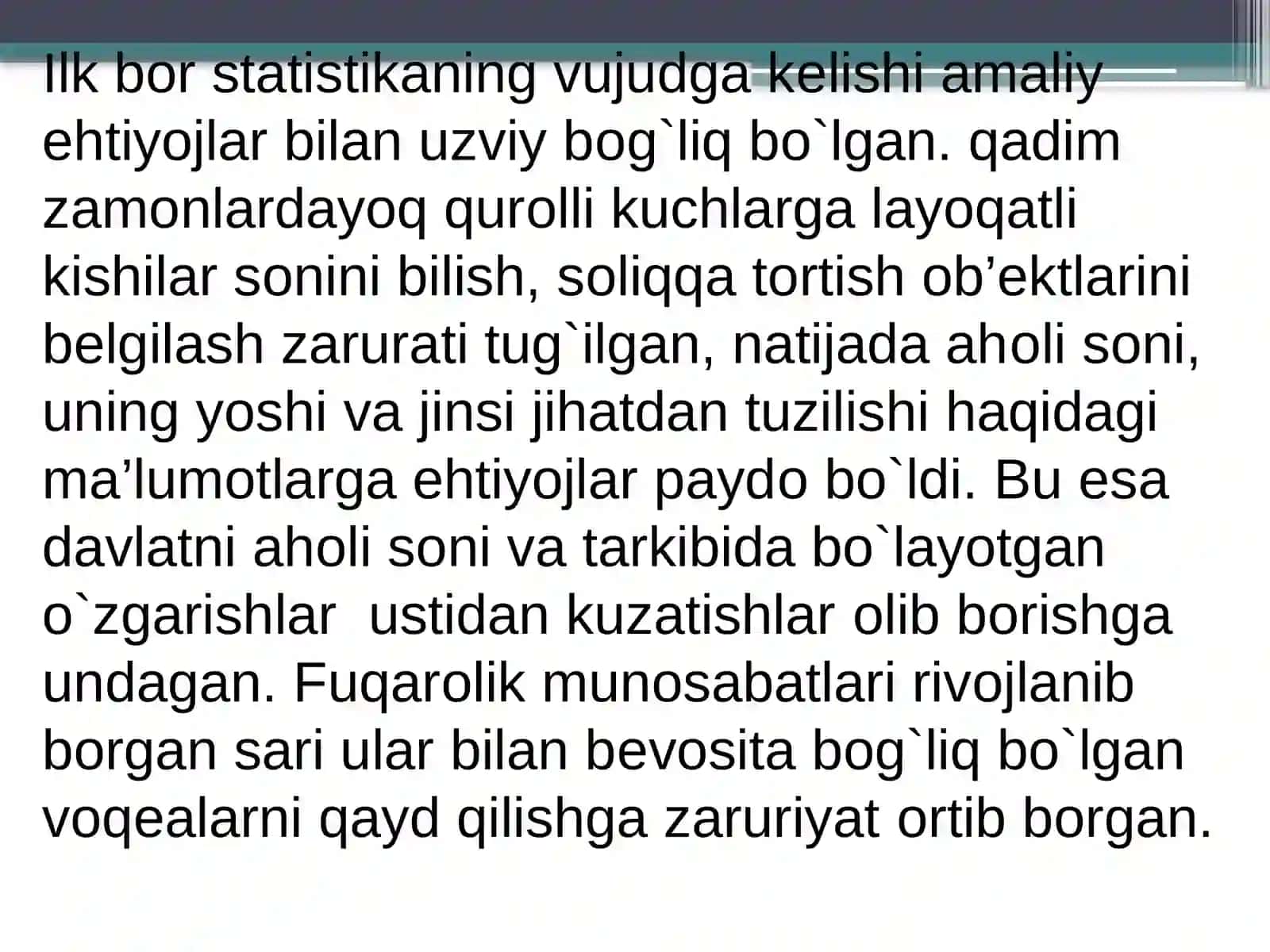STATISTIKANING RIVOJLANISH TARIXI 4