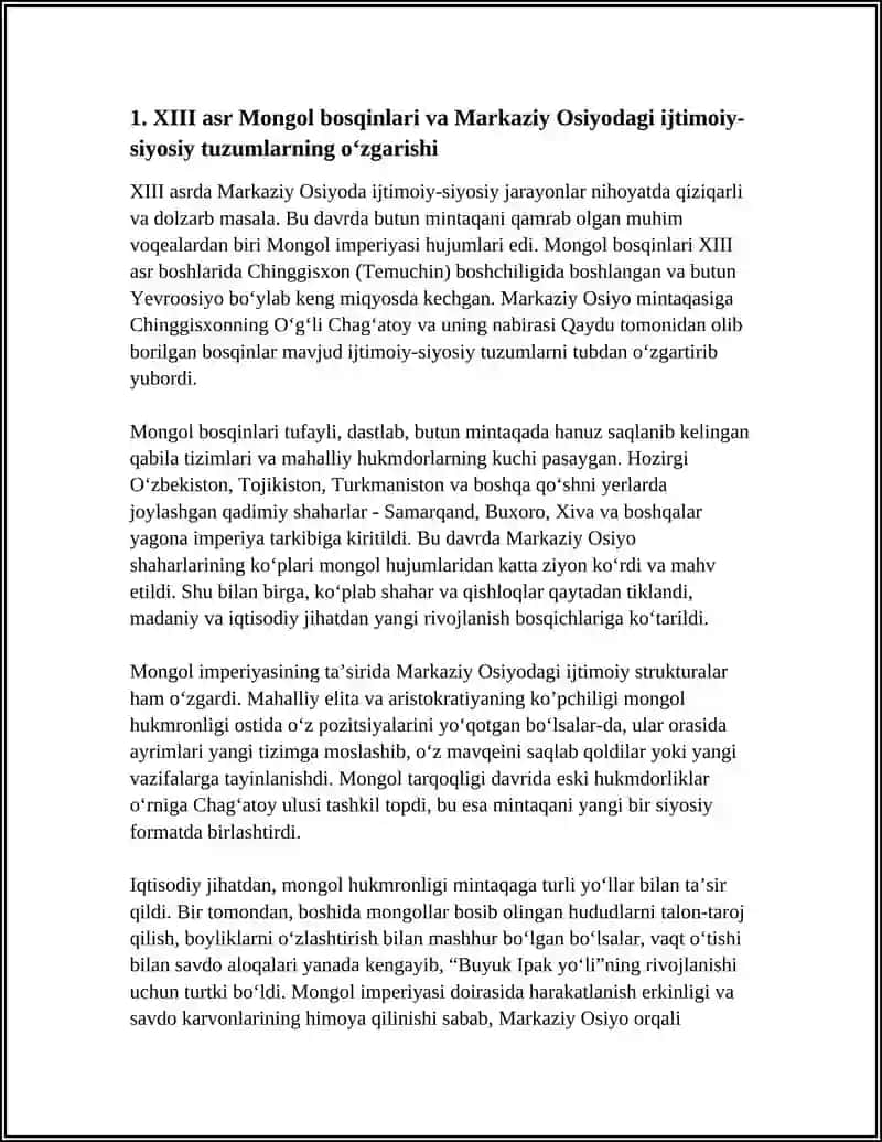 XIII ASRDAN XIV ASRNING BIRINCHI YARMIGACHA BÒLGAN DAVRDAGI IJTIMOIY-SIYOSIY VA ADABIY HODISA HAQIDA MATBUOT YOKI INTERNET SAYTI UCHUN MAXSUS TAHLILIY MAQOLA TAYYORLASH 4