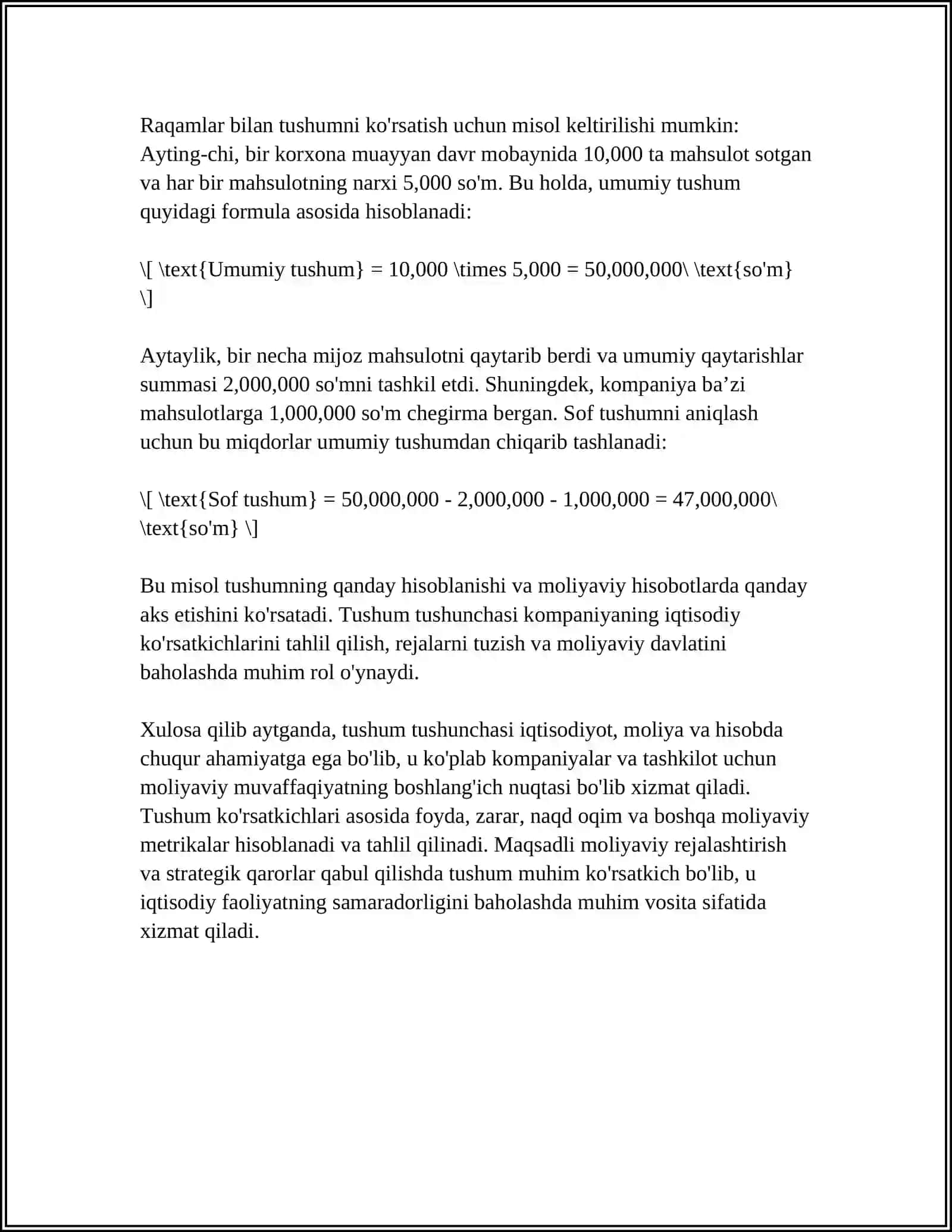 TUSHUM VA SARFLARNI XISOBGA OLISH 4