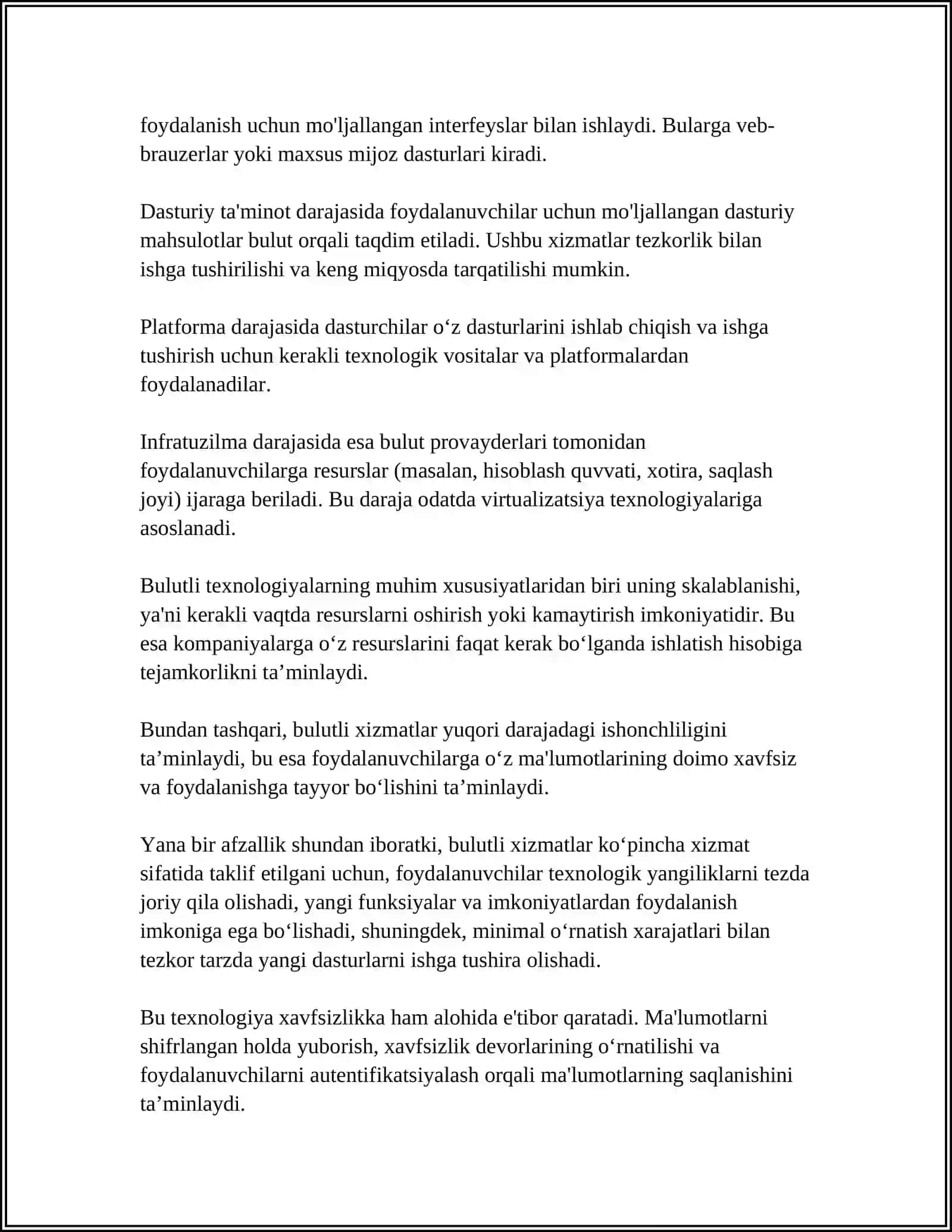 BULUTLI TEXNALOGIYALAR VA ULAR BILAN ISHLASH 4