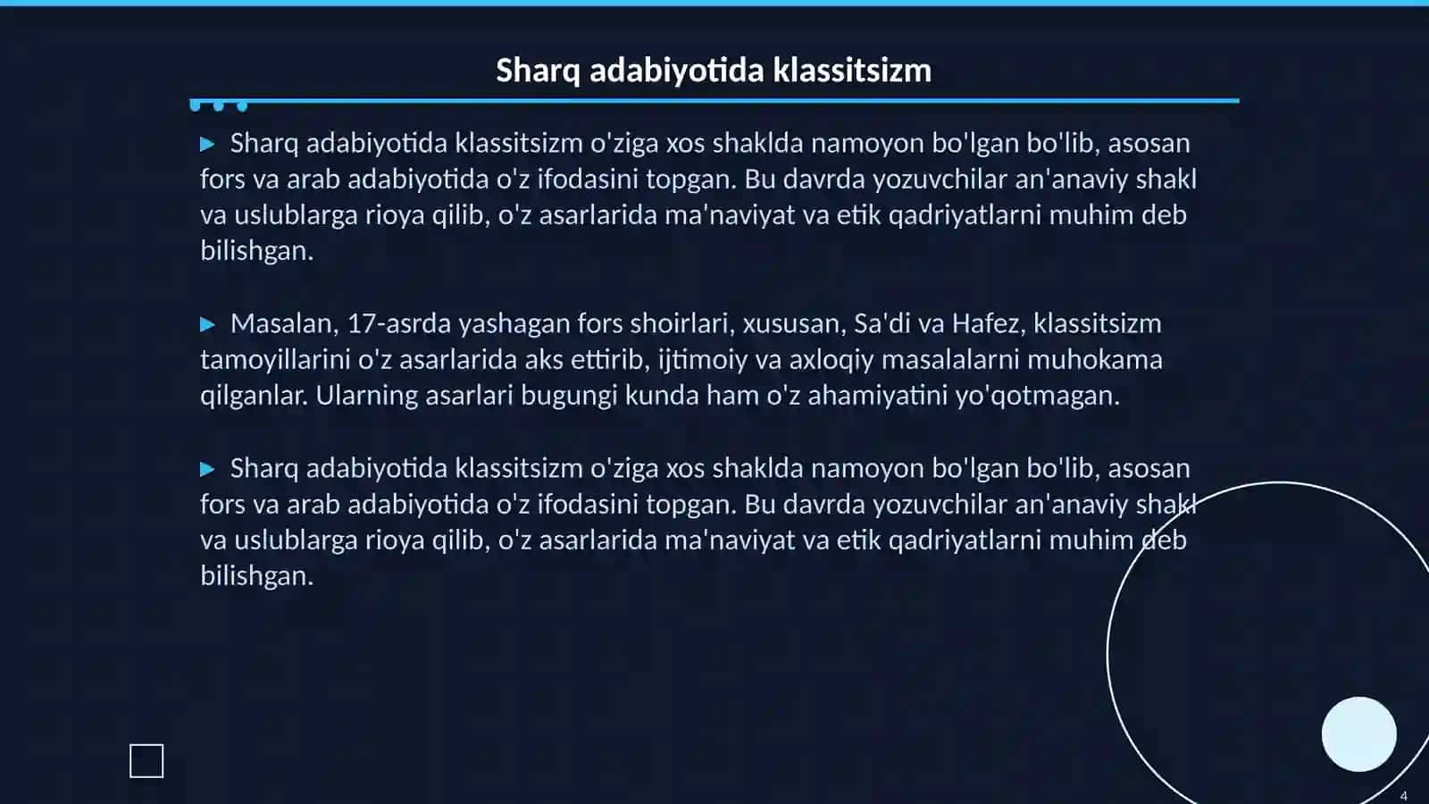 Klassitsizm va sentimentalizm sharq va g'arb adabiyoti kontekstida 4