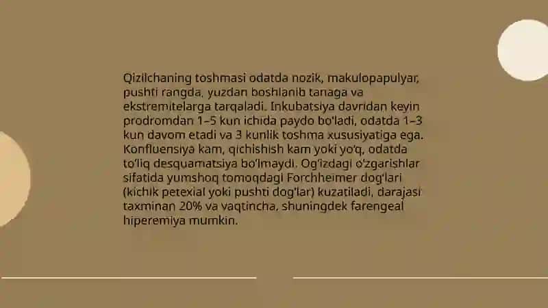 Qizamiq va qizilcha, toshma va hol turlari 4