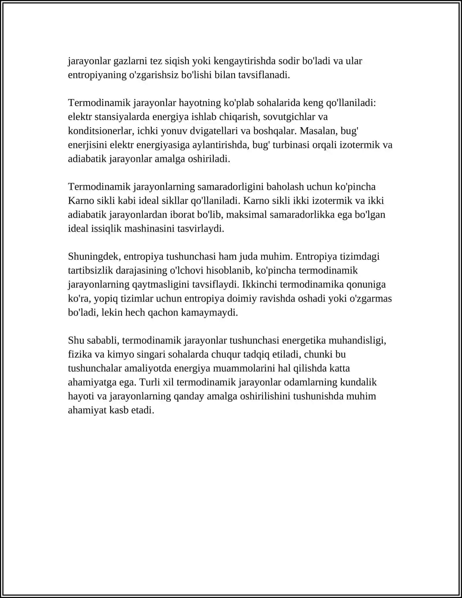 MUSTAQIL ISH Mavzu: TERMODINAMIKANING BIRINCHI QONUNI 4