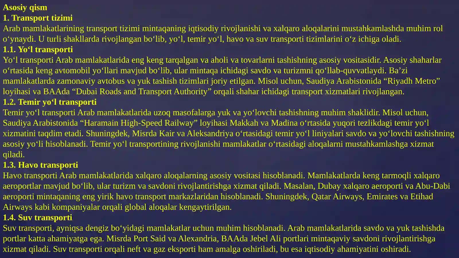 Arab Mamlakatlarining Transport va Kommunikatsiyasi 4