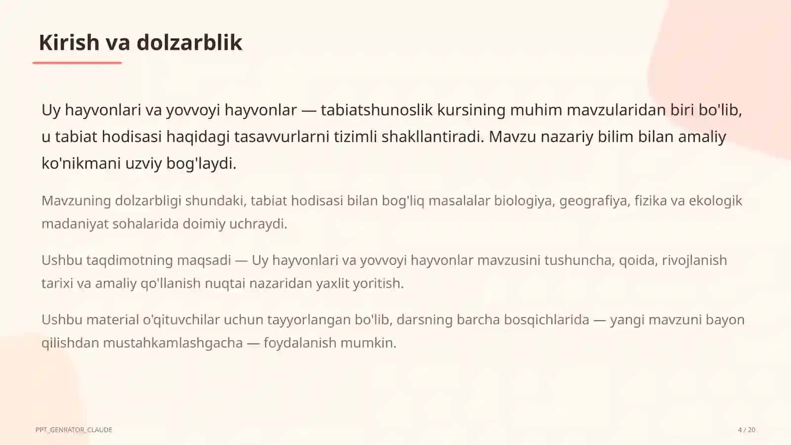 Uy hayvonlari va yovvoyi hayvonlar (1-sinf) 4