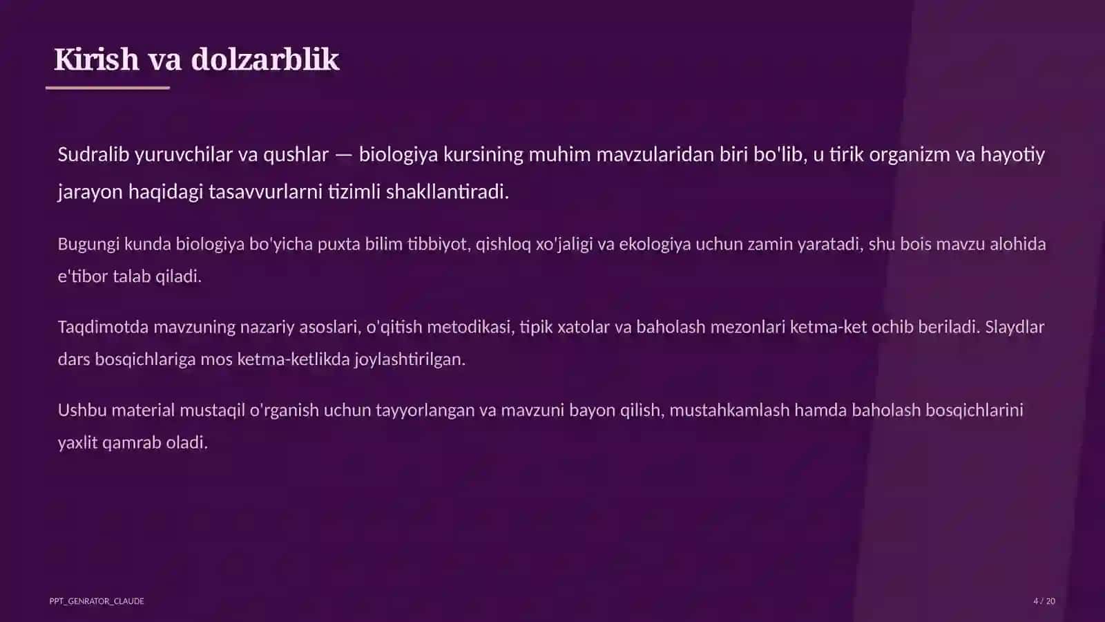 Sudralib yuruvchilar va qushlar (7-sinf) 4