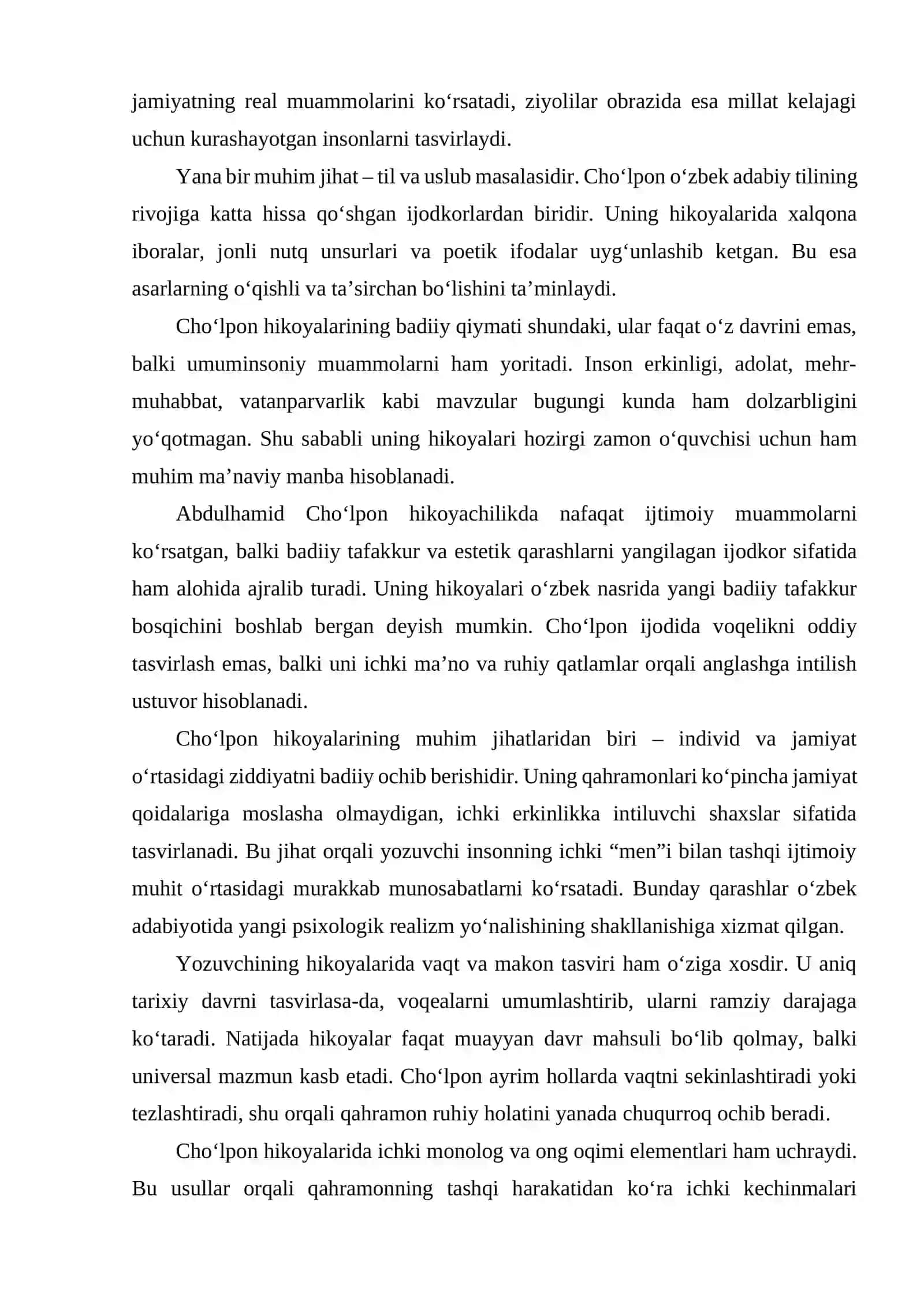 ABDULHAMID CHOʻLPON HIKOYALARI TAHLILI 4