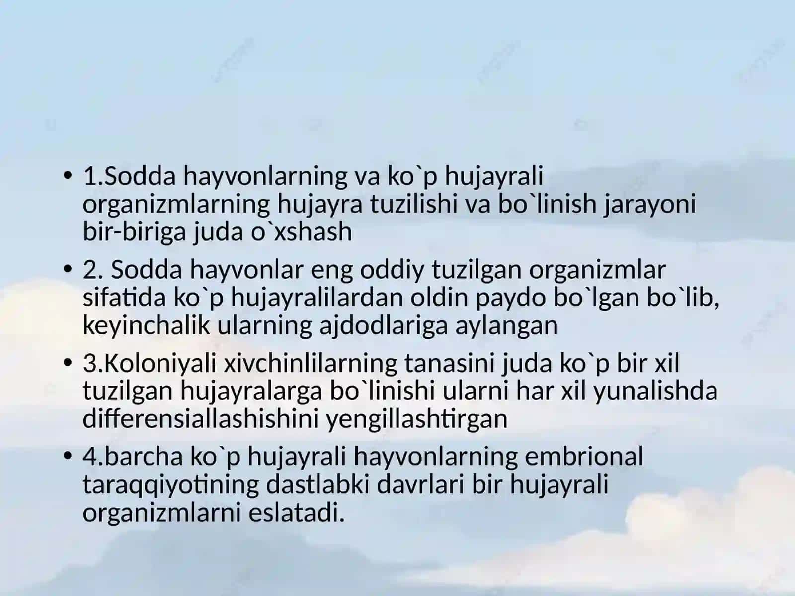 Ko'phujayralilarning kelib chiqishi to'g'risidagi nazariyalar 4