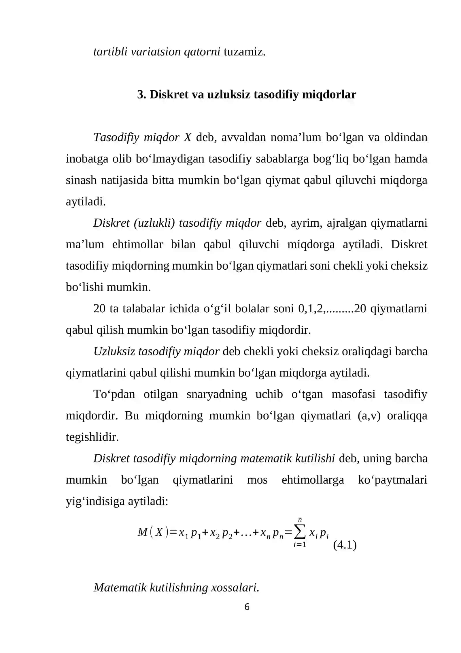 EKONOMETRIKADA EHTIMOLLAR NAZARIYASI VA MATEMATIK STATISTIKANING ASOSIY TUSHUNCHALARI 4