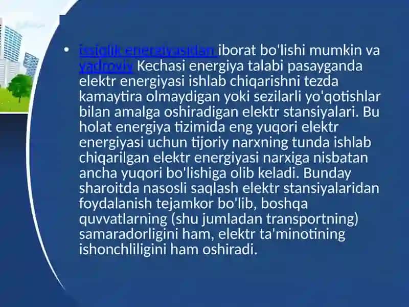 Gidroakkumlyatsion stansiyalar va ularning klasifikatsiyasi . Matematik modeli va parametrlarini hisoblash. Gidroakkumlyatsion stansiyalarning modeli va parametrlarini hisoblash. 4