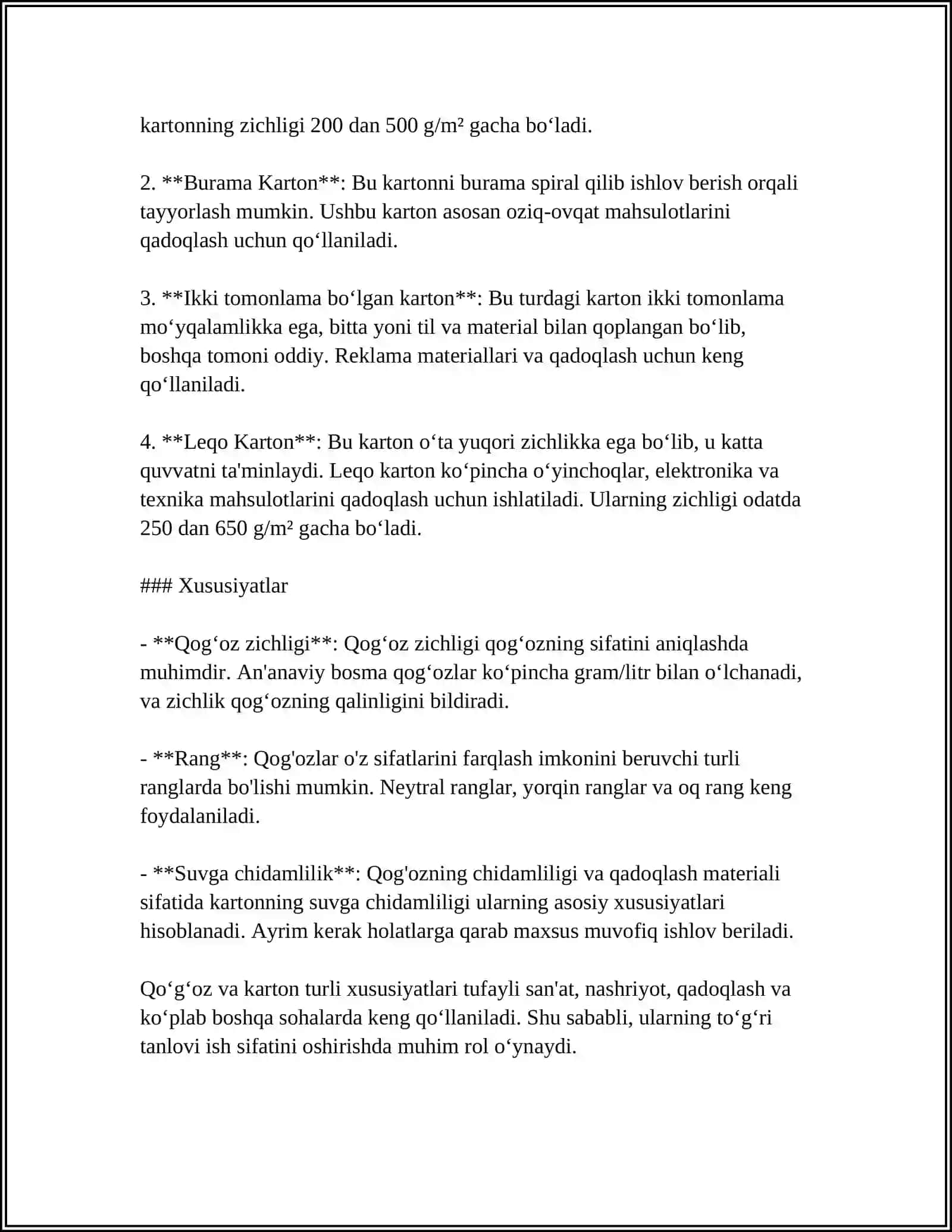 QOG'OZ VA KARTON BILAN ISHLASH DARSLARINING MAZMUNINI TASHKIL ETISH METODIKASI 4