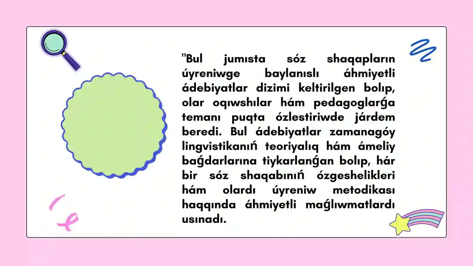 Sóz shaqapların úyreniwge tiyisli ádebiyatlar dizimin düziw 4