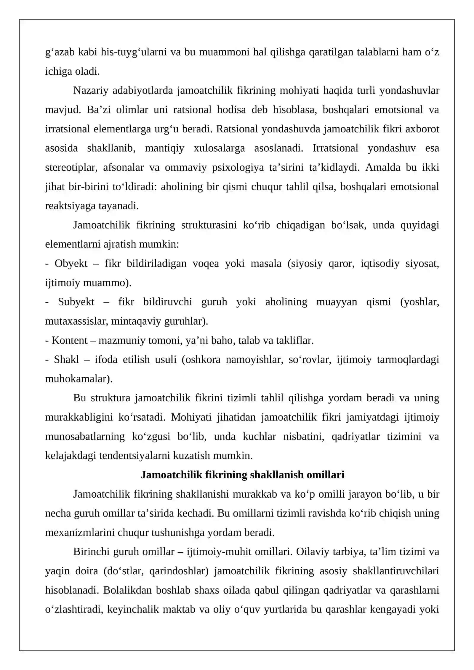 Jamoatchilik fikrini o‘rganish jarayonida sotsiologik tadqiqot usullarini qo‘llash xususiyatlari 4