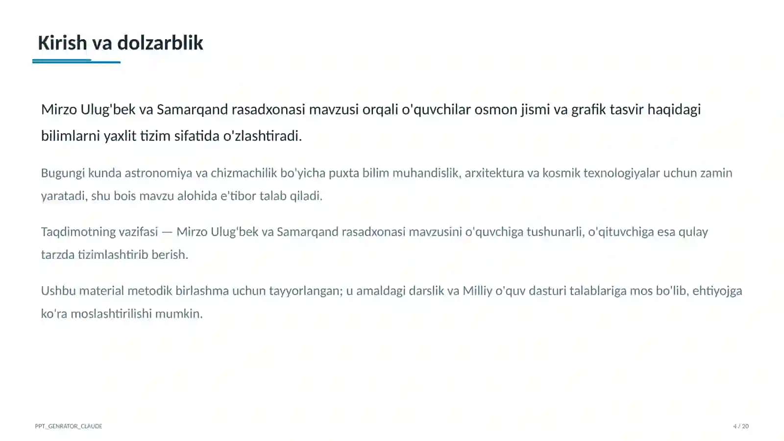 Mirzo Ulug'bek va Samarqand rasadxonasi (10-sinf) 4