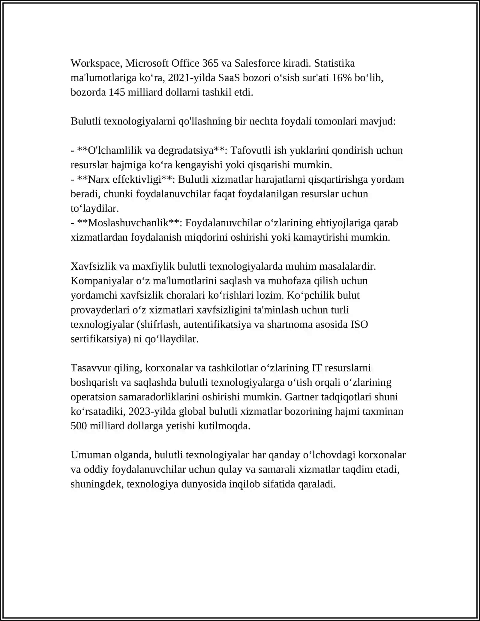 BULUTLI TEXNOLOGIYALARNING XUSUSIYATLARI AFZALLIKLARI VA KAMCHILIKLARI 4