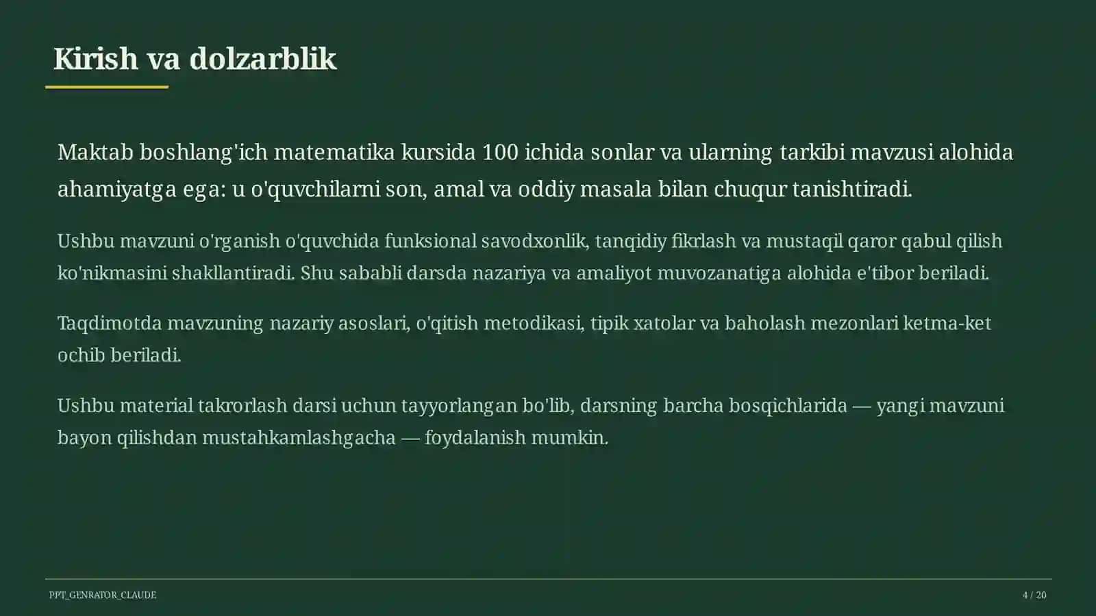 100 ichida sonlar va ularning tarkibi (2-sinf) 4
