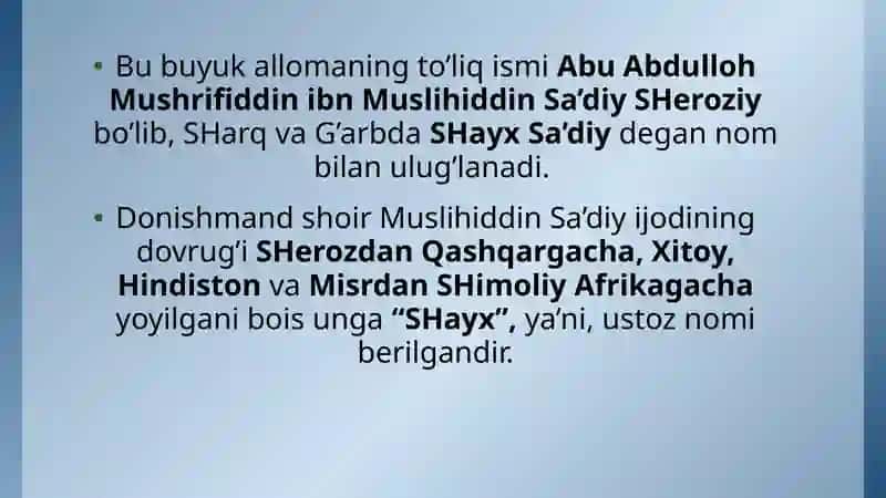 SA’DIY SHEROZIY “GULISTON” ASARI 4