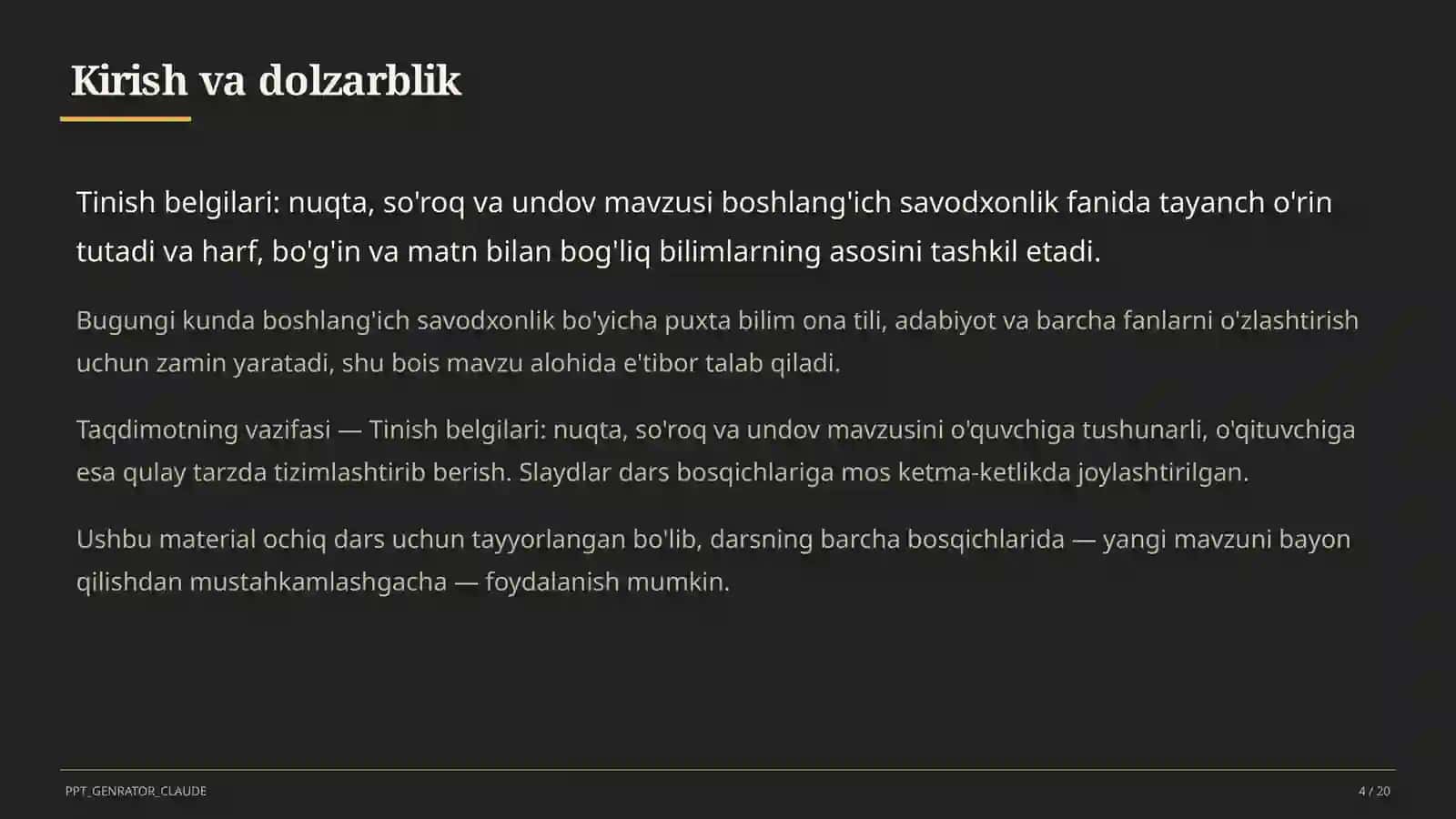 Tinish belgilari: nuqta, so'roq va undov (2-sinf) 4